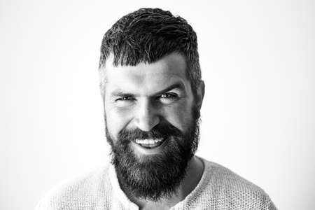 Happy smiling bearded man portrait. People emotions, face exspression.の写真素材