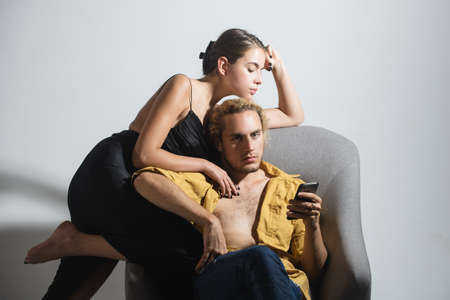 Youth, love and lifestyle concept. Young couple romance passion embrace.