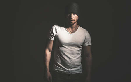 Handsome man, portrait of fashion style guy.の写真素材