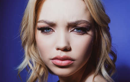 Beauty woman. Beautiful face of female fashion model.の写真素材