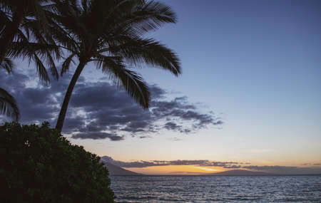 Summer vacation, holiday background of a tropical beach and blue sea. Hawaii beach.