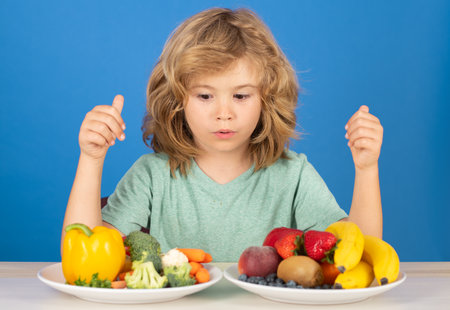 Fruits and vegetables for children. Healthy kids food.の写真素材