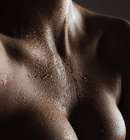 Augmentation breast plastic surgery. Woman chest. Naked boobs.の写真素材