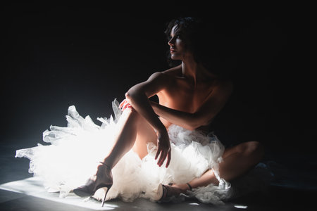 Sensual elegant young fashionable sexy woman. Beautiful girl, fashion model. Fashion lady. Sexy girl in fashion trend look. Sexy clothes.の写真素材