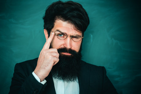 Teachers day - knowledge and educational school concept. Teacher preparing for university exams. Teachers challenges and inspires.の写真素材