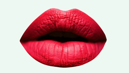 Red lipstick. Perfect female lips closeup. Sensual woman. Closeup of beautiful young woman healthy lips. Fashion makeup concept. Concept of beauty. Erotic moments. Isolated.の写真素材
