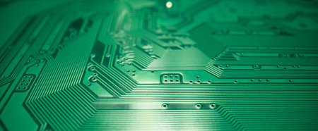 Electronic circuit board closeup. Electronic motherboard card. Circuitry and close-up on electronics. Background of electronics on board electrical circuits, technology texture.の写真素材