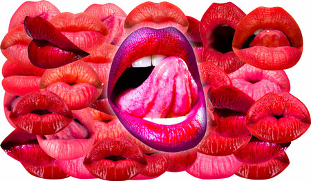 Sexy lips. Lips, female mouth texture pattern. Red lip.の写真素材