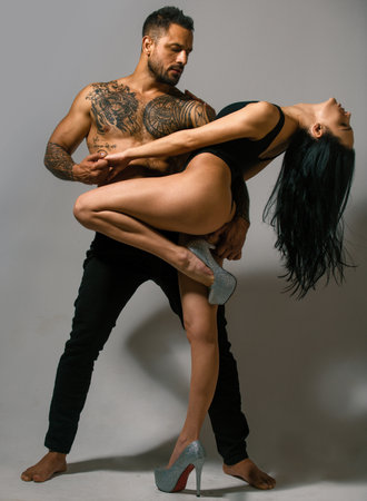 Couple in love. Young couple in love sensual embracing.