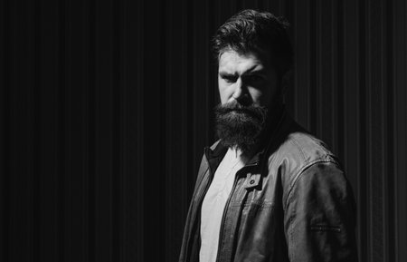 Brutal angry gang man lifestyle, serious handsome guy.