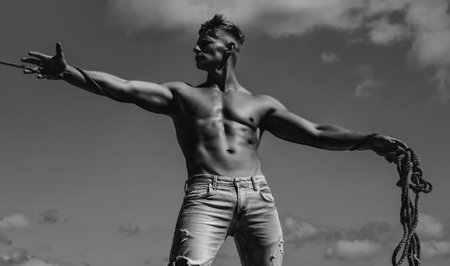 Power men arm. Helping arm of a friends, teamwork. Rescue, help gesture or hands. Strong hold. Power arms, friendship and teamwork. Muscular men arms.の写真素材