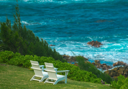 Idyllic scene beach in Thailand. Tropical blue sea and a sand beach background.の写真素材