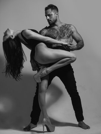 Couple in love. Young couple in love sensual embracing.の写真素材