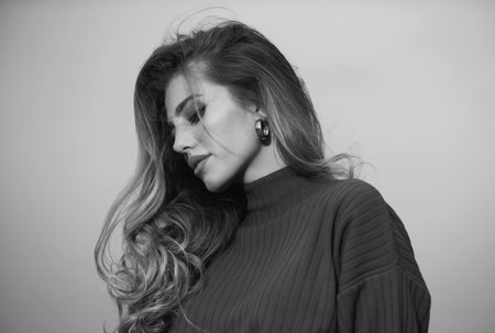 Beautiful tender girl. Portrait of beautiful young woman. Sensual beauty female model face close up. Natural beauty woman.の写真素材