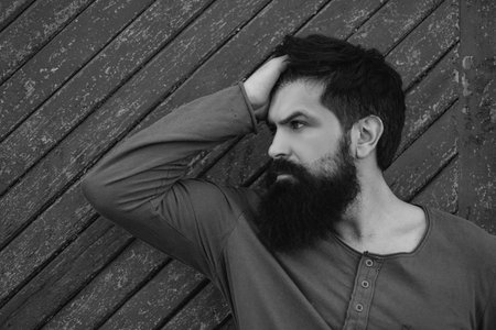 Bearded man with beard, bearded gay. Barbershop concept. Mustache men.