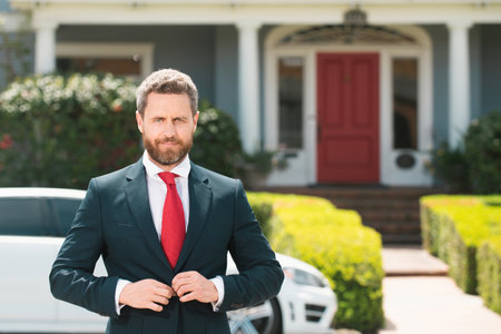 Close up portrait of middle-age business man in formalwear suit.の写真素材