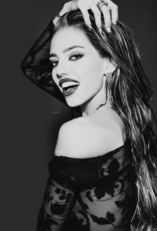 Fashion hairstyle. Beauty makeup. High resolution. Portrait of beautiful female model. Beauty and haircare concept.の写真素材