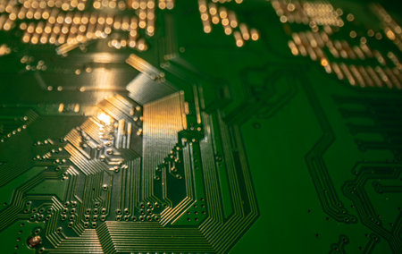 Electronic circuit board technology background. Electronic plate pattern. Circuit board, electrical...