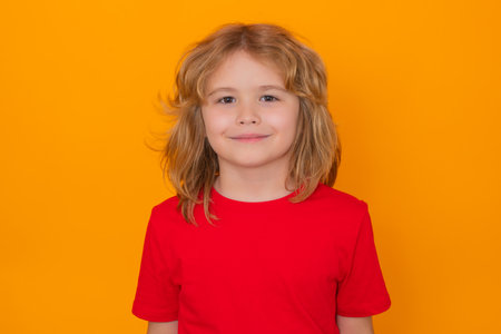 Portrait of cute smiling child boy, isolated studio background. Happy kid, happy and smiling...