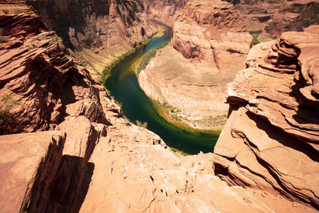 Scenic Horseshoe Bend canyon on Colorado River in Arizona.の写真素材