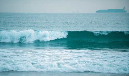 Ocean or sea tropical waves. Ocean background, seascape. Tropical beach with wave, nature...