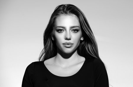Sensual fashion woman face close up. Beauty portrait of young sexy woman.