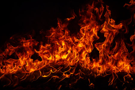 Blaze burning fire flame on art texture background.