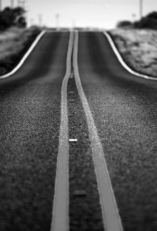 Empty asphalt road. Panoramic skyline with empty road. Asphalt texture, way background.の写真素材