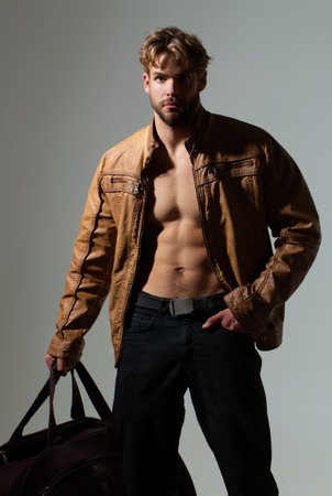 Muscular Torso. Sexy Man. Strong Muscle. Athletic Gay Posing Naked. Nude guy. Gay model. Male muscular body. Naked Torso, Hot Boy, Hunk. Shirtless Topless Concept. Lover.の写真素材