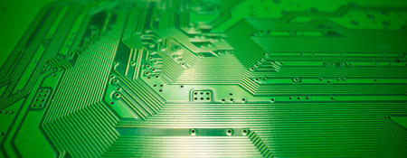 Technology background with circuit board. Electronic computer hardware technology. Motherboard...