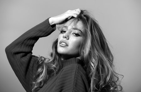 Sensual blonde woman portrait. Woman face for beauty salon. Portrait of pretty girl with natural...