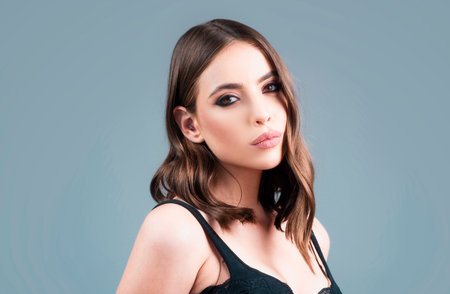 Beautiful woman, tender girl. Beautiful model girl face.の写真素材