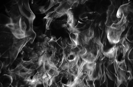 Fire blaze flames on black background. Fire burn flame isolated, abstract texture. Flaming explosion...