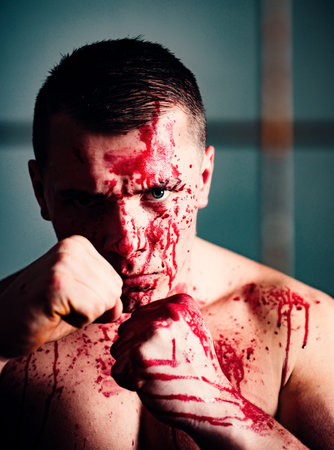 Prison for monster. Psycho mad man. Psychic disease. Murderer brutal aggressive guy. Fight and...