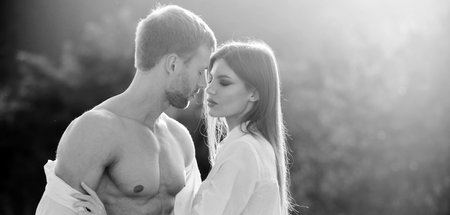 Couple in love, sensual lovers hugging and embracing.の写真素材