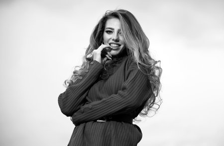 Portrait of beautiful young woman. Sensual beauty female model face close up. Natural beauty woman.の写真素材