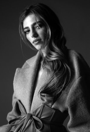 Sensual portrait of young woman. Beautiful girl fashion model. Elegant Lady.の写真素材