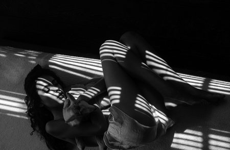 Goat milk, lamb girl. Sensual woman with goat. Animal, countryside. Friends with animals.の写真素材