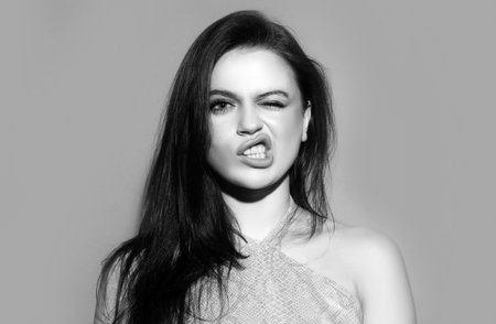 Sexy girl isolated portrait. Sensual seductive girl. Beauty fashion.