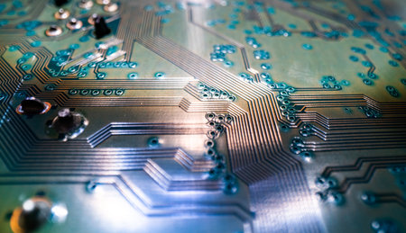 Circuit board, electronic motherboard. Digital engineering concept, hi-tech technology concept. Tech...