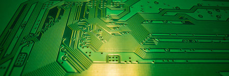 Technology background with circuit board. Electronic computer hardware technology. Motherboard...