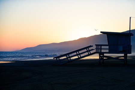 Golden sunset at the sea. landscape with sunset over the ocean.の写真素材