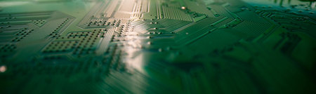 Circuit board. Technological electronic plate with roads and other components, selective focus....