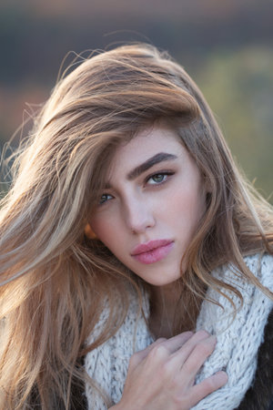 Face of young female model. Close up sexy female face. Beauty face of sensual woman. Portrait of sexy model. Sensual woman face. Closeup portrait of pretty girl. Vogue look. Fashion girl portrait.の写真素材