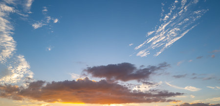 Sunrise sky background. Dramatic scenery sunset. Sky with clouds in Sunrise sky light background....