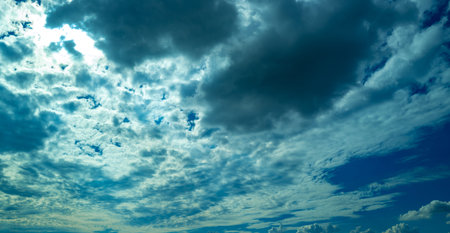 Blue Heaven and white clouds. Sky (clouds) background. White cloudy on Heaven with soft sun light....