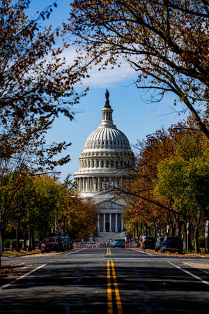 Congress USA. Washington DC Capitol. American Capitol Building. United States Capital. Washington, US landmark. Supreme Court. Washington monument. Washington city.の写真素材