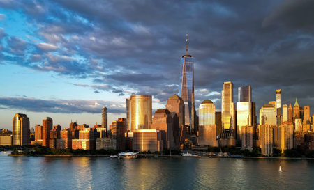 Aerial skyline of New York City, United States, USA. NYC skyline. Panorama of New York. New York...