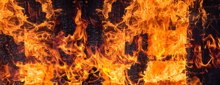 Fire banner. Flames Burning Fire. Blazing fire with vivid colors. Flaming background. Fiery texture....