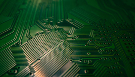 Circuit board, electronic motherboard. Digital engineering concept, hi-tech technology concept. Tech...
